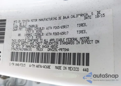 2016 Toyota Tacoma Trd Sport z USA, uszkodzony, nr VIN 3TMAZ5CN6GM006181